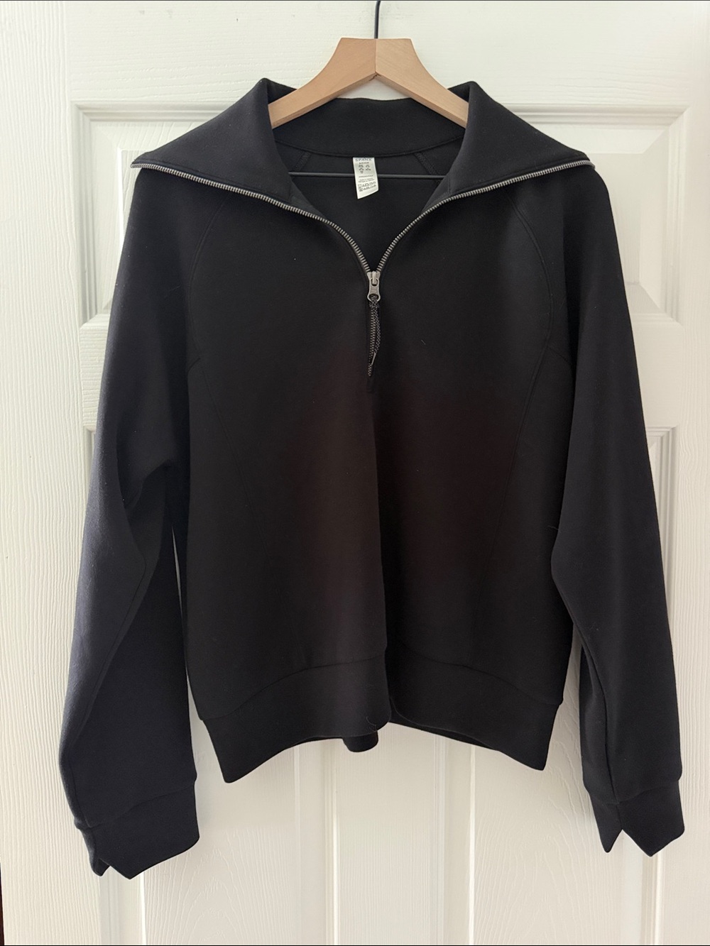 SPANX AirEssentials Half Zip Pullover Sweatshirt in Very Black
